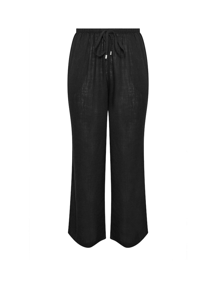 Yours Curve Black Linen Skinny Waistband Trousers - Image 5 of 5