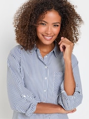 M&Co Blue 100% Cotton Stripe Shirt - Image 4 of 5