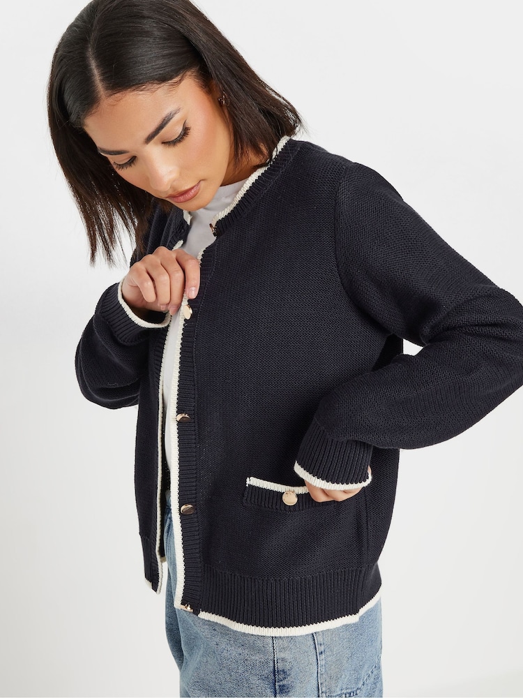 PixieGirl Petite Blue Tipping Button Through Cardigan - Image 4 of 4