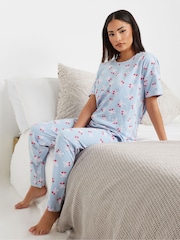 PixieGirl Petite Blue Cherry Bows Tapered 100% Cotton Pyjama Set - Image 3 of 4