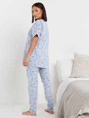 PixieGirl Petite Blue Cherry Bows Tapered 100% Cotton Pyjama Set - Image 4 of 4