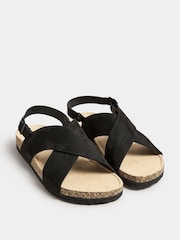 Yours Curve Black Wide Fit Cross Strap Footbed Sandals - Image 3 of 5
