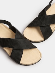 Yours Curve Black Wide Fit Cross Strap Footbed Sandals - Image 4 of 5