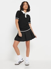 PixieGirl Petite Black Tipping Knitted Polo Shirt - Image 3 of 6