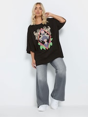 Yours Curve Black Beachwear Boxy T-Shirt - Image 2 of 5