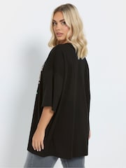Yours Curve Black Beachwear Boxy T-Shirt - Image 3 of 5