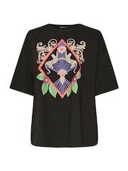 Yours Curve Black Beachwear Boxy T-Shirt - Image 5 of 5
