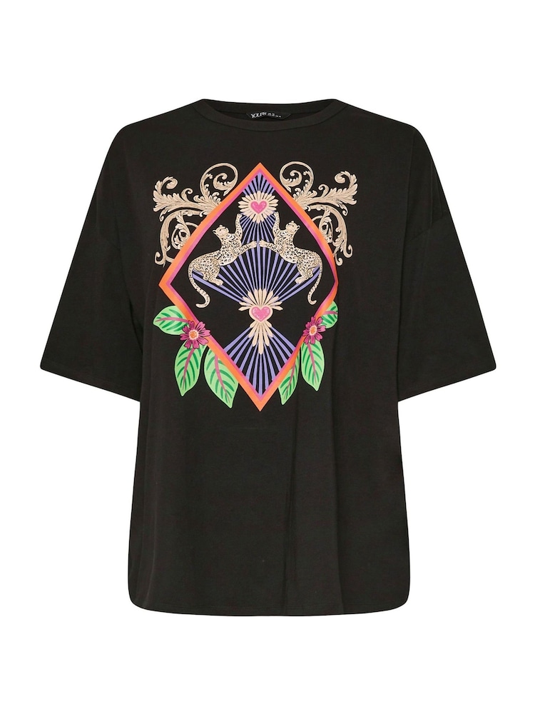 Yours Curve Black Beachwear Boxy T-Shirt - Image 5 of 5