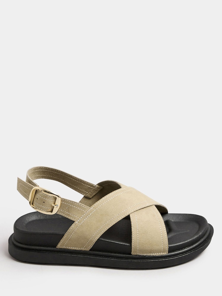 Yours Curve Nude Extra-Wide Fit Contrast Stitch Slingback Pumps - Image 1 of 4