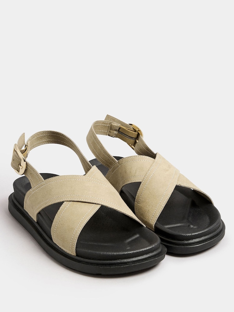 Yours Curve Nude Extra-Wide Fit Contrast Stitch Slingback Pumps - Image 2 of 4 Yours Curve Nude Extra-Wide Fit Contrast Stitch Slingback Pumps - Image 2 of 4