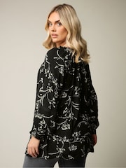 Yours Curve Black Boho Pintuck Blouse - Image 5 of 10