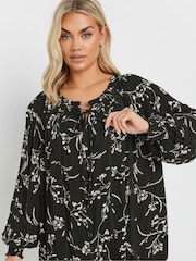 Yours Curve Black Boho Pintuck Blouse - Image 7 of 10