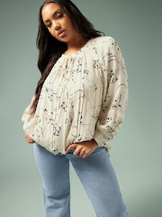 Yours Curve White Boho Pintuck Blouse - Image 1 of 5