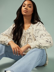 Yours Curve White Boho Pintuck Blouse - Image 4 of 5