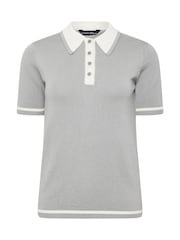 PixieGirl Petite Grey Tipping Knitted Polo Shirt - Image 10 of 10