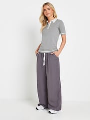 PixieGirl Petite Grey Tipping Knitted Polo Shirt - Image 7 of 10
