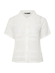 Yours Curve White Collared Button Through Crochet Jumper - Image 5 of 5