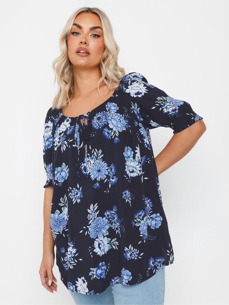 Yours Curve Blue Boho Top - Image 1 of 5
