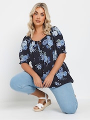 Yours Curve Blue Boho Top - Image 3 of 5