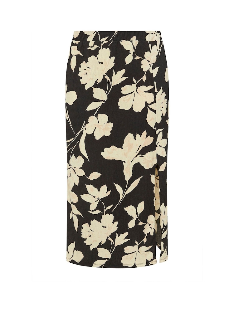 Yours Curve Black Floral Textured Maxi Skirt - Image 5 of 5