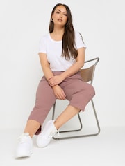 Yours Curve Pink Cool 100% Cotton Cropped Trousers - Image 4 of 5