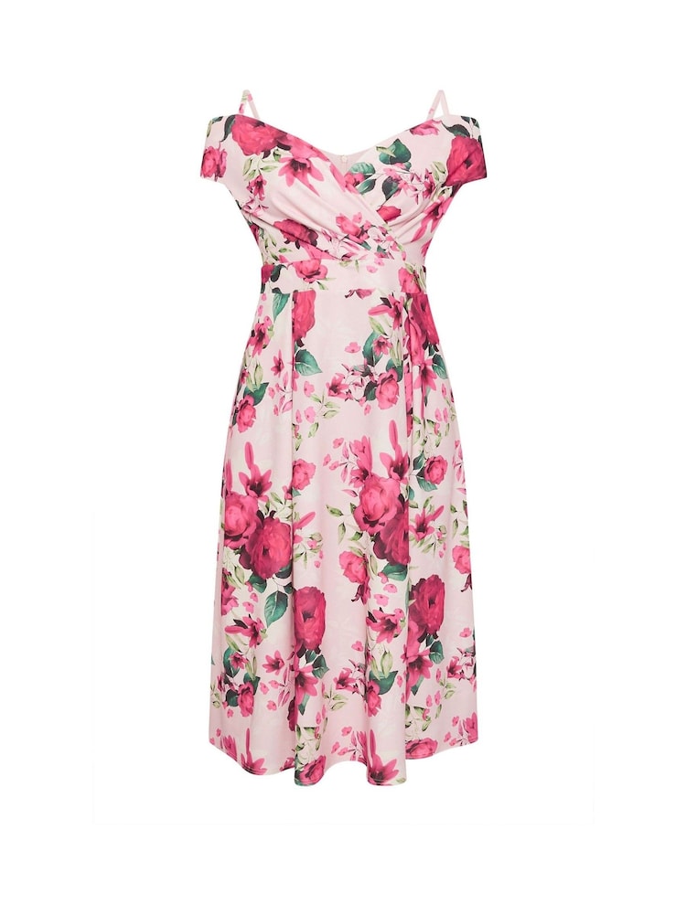 Yours Curve London Floral Cold Shoulder Bardot Dress - Bild 5 von 5 Yours Curve London Floral Cold Shoulder Bardot Dress - Bild 5 von 5