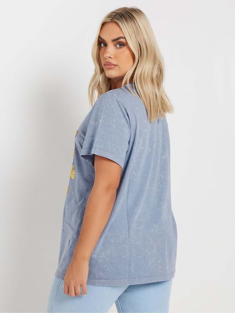 Yours Curve Blue Follow The Star Placement 100% Cotton T-Shirt - Image 2 of 5