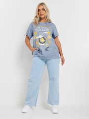 Yours Curve Blue Follow The Star Placement 100% Cotton T-Shirt - Image 4 of 5