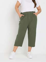 Yours Curve Green Cool 100% Cotton Cropped Trousers - Image 1 of 5