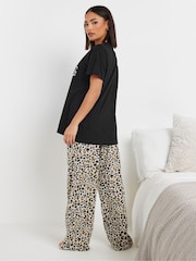 PixieGirl Petite Black Weekend Vibes Wide Leg Pyjamas Set - Image 3 of 4