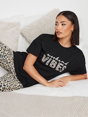 PixieGirl Petite Black Weekend Vibes Wide Leg Pyjamas Set - Image 4 of 4