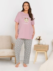Yours Curve Good Night Guinea Pig Wide Leg Pyjamas Set - صورة 2 من 5