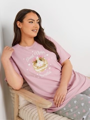 Yours Curve Good Night Guinea Pig Wide Leg Pyjamas Set - صورة 4 من 5