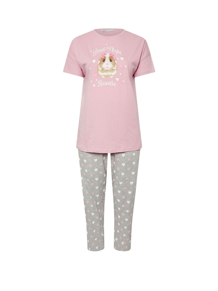 Yours Curve Good Night Guinea Pig Wide Leg Pyjamas Set - صورة 5 من 5