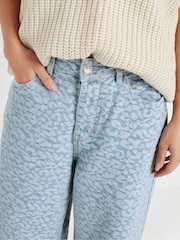 PixieGirl Petite Blue Leopard Print 100% Cotton Jeans - Image 4 of 4