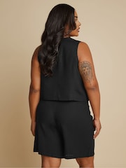 Yours Curve Black Linen Bermuda Shorts - Image 3 of 5
