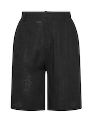 Yours Curve Black Linen Bermuda Shorts - Image 5 of 5