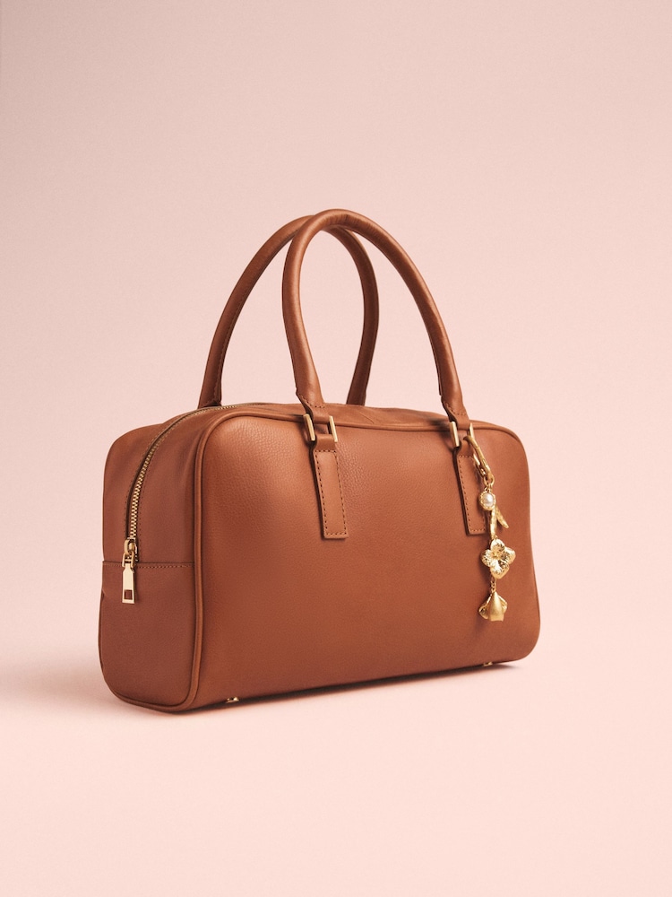 The Betsey Tan Brown Tabitha Simmons x Next Leather Bowler Bag - Image 6 of 13