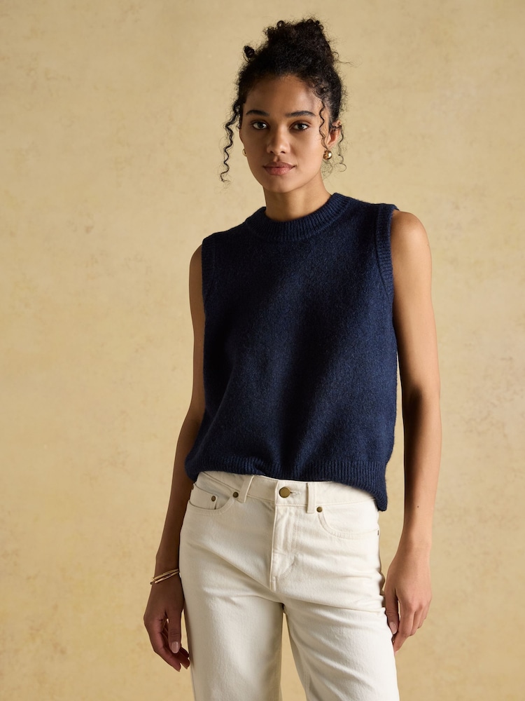 Joules Holly Navy Knitted Vest - Image 1 of 6