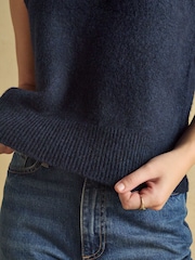 Joules Holly Navy Knitted Crew Neck Vest - Image 8 of 9