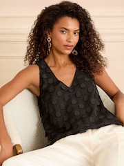 Negro - Love & Roses 3D Spot V-Neck Vest - Imagen 2 de 4