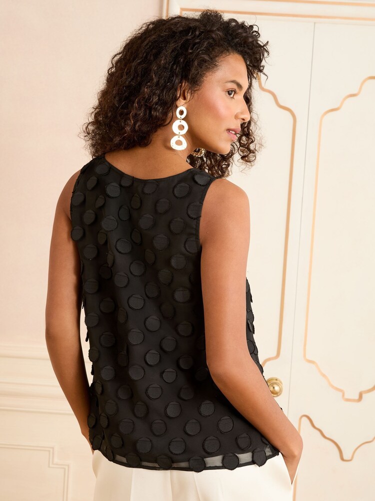 Love & Roses Black 3D Spot V-Neck Vest - Image 4 of 4 Love & Roses Black 3D Spot V-Neck Vest - Image 4 of 4