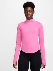 Nike Pink Tempo Swoosh Dri-FIT 1/2 Zip Running Top - Image 1 of 3