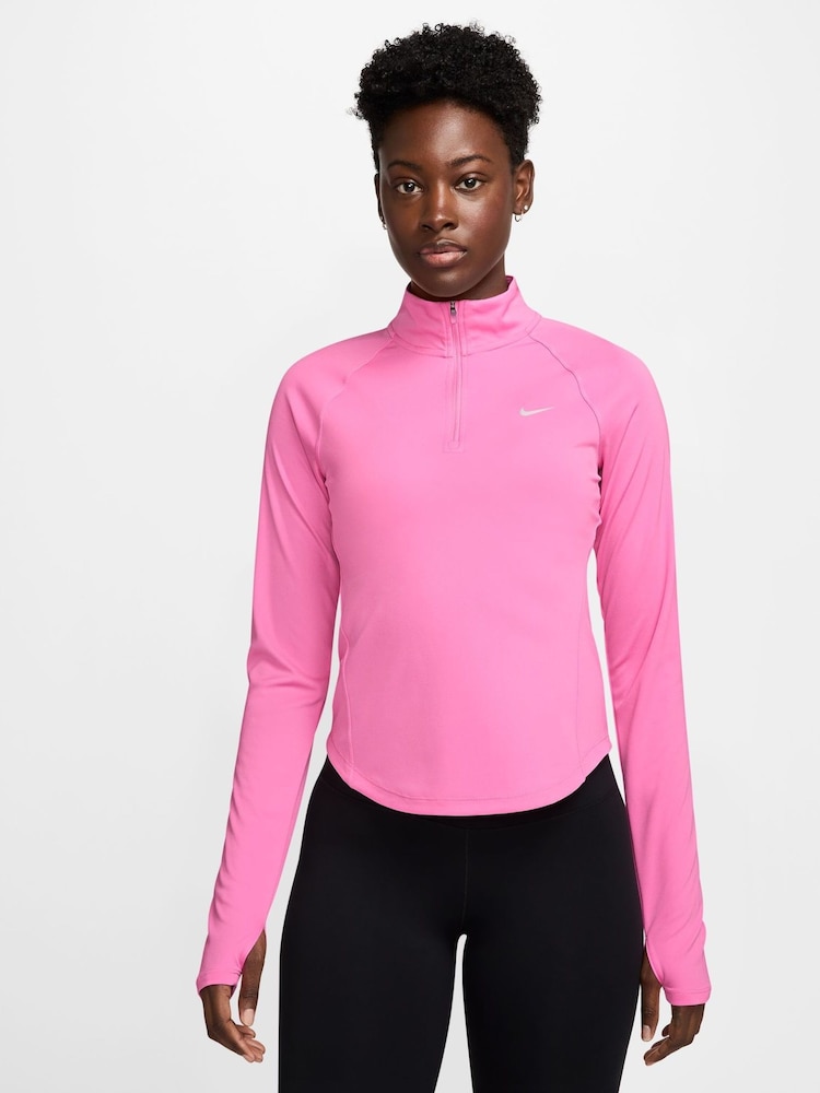 Nike Pink Tempo Swoosh Dri-FIT 1/2 Zip Running Top - Image 1 of 3