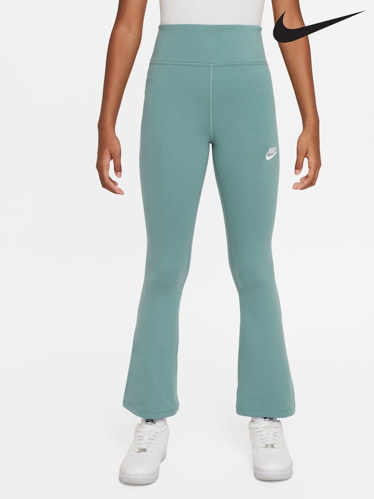 Nike Cannon Blue High Waisted Flared Leggings - Image 2 of 5 Nike Cannon Blue High Waisted Flared Leggings - Image 2 of 5