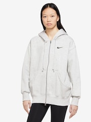 Nike Grey Womens Oversized Sportswear Phoenix Fleece Full-Zip Hoodie - Image 1 of 3