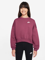 Nike Beet Pink Club Fleece Boxy Crewneck Sweatshirt - Image 1 of 6