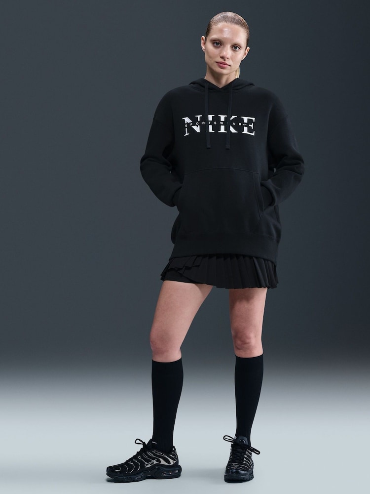 Nike Black Oversized Phoenix Fleece Graphic Logo Hoodie - Image 1 of 5
