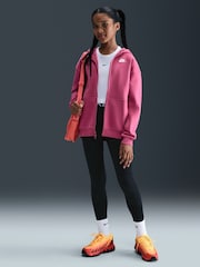 Rdeča pesa rožnata - Nike prevelik pulover s kapuco iz flisa z zadrgo College Club - Slika 1 iz 5