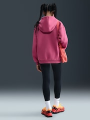 Rdeča pesa rožnata - Nike prevelik pulover s kapuco iz flisa z zadrgo College Club - Slika 2 iz 5